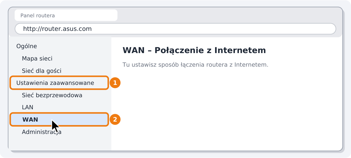 Krok 3: Przejdź do ustawień Internetu (WAN)