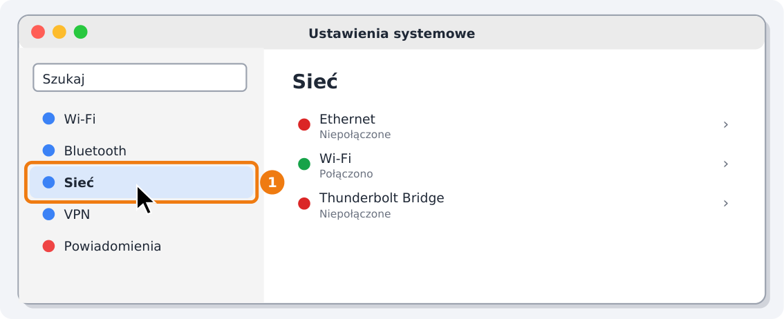 Krok 2: Otwórz Ustawienia systemowe → Sieć