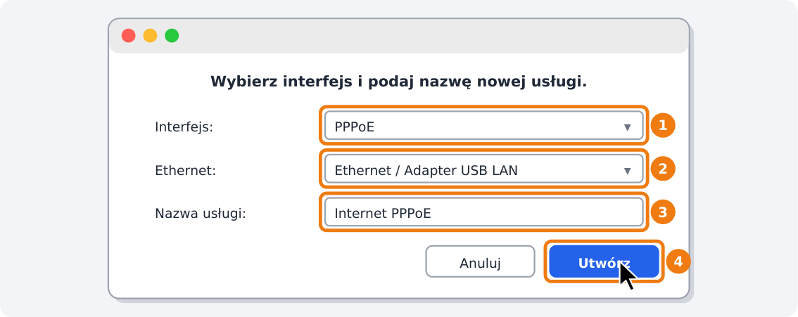 Krok 4: Ustaw interfejs PPPoE