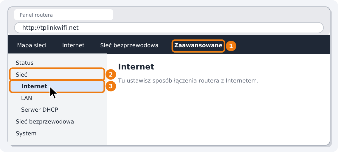 Krok 3: Przejdź do ustawień Internetu (WAN)