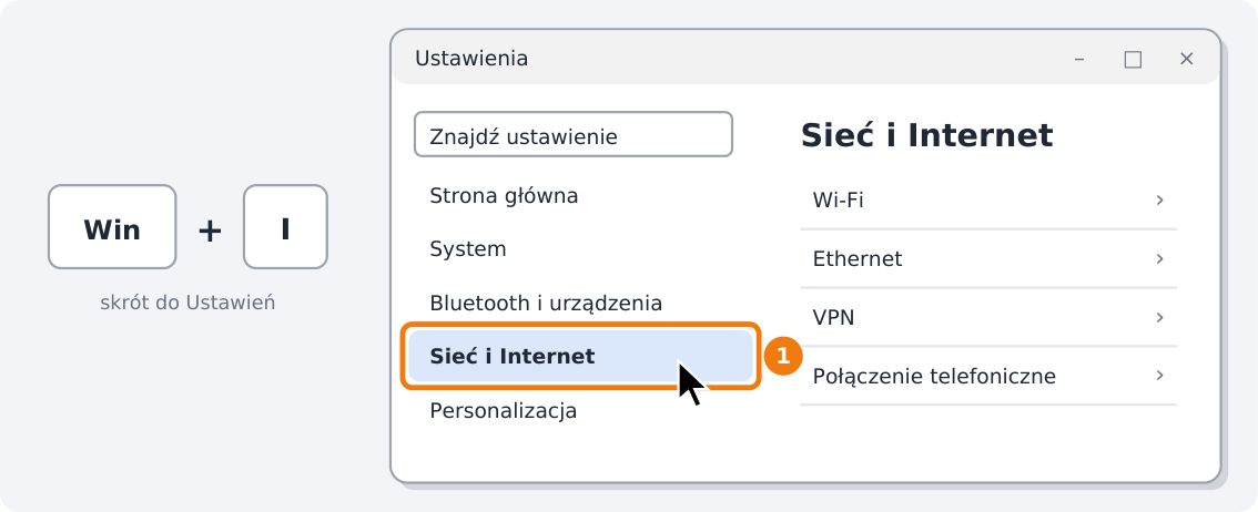 Krok 2: Otwórz Ustawienia → Sieć i Internet